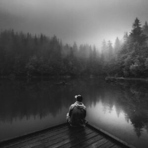 Le ponton — Lac de forêt, à l'aube
