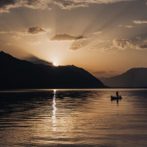Le pêcheur — Léman, lever